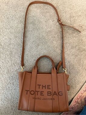Marc Jacobs Brown Pebbled Leather The Tote Bag with Adjustable Strap